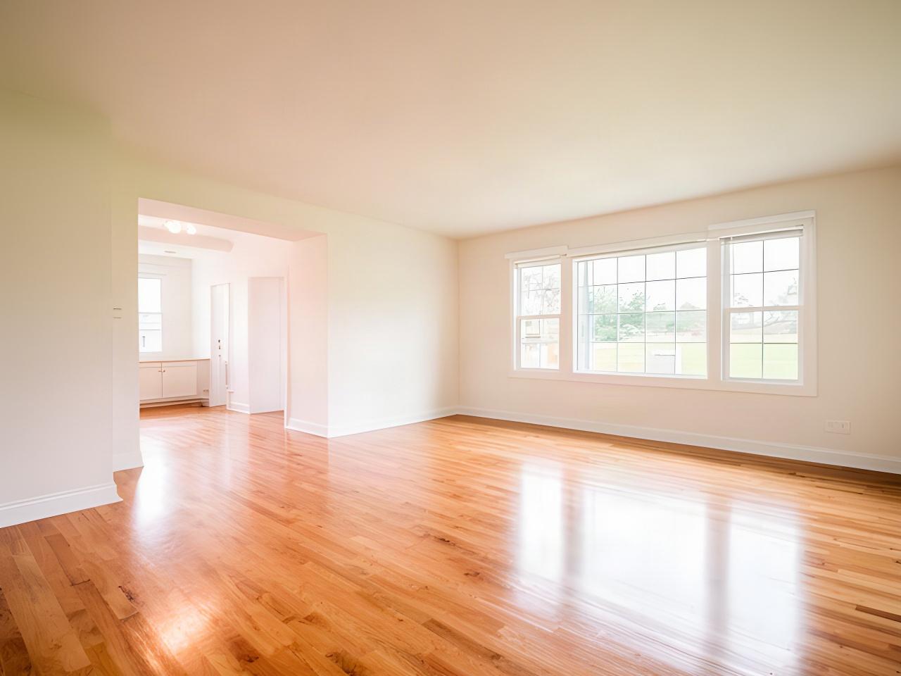 Empty Clarksville apartment with gleaming floors, clean windows, and bright natural light