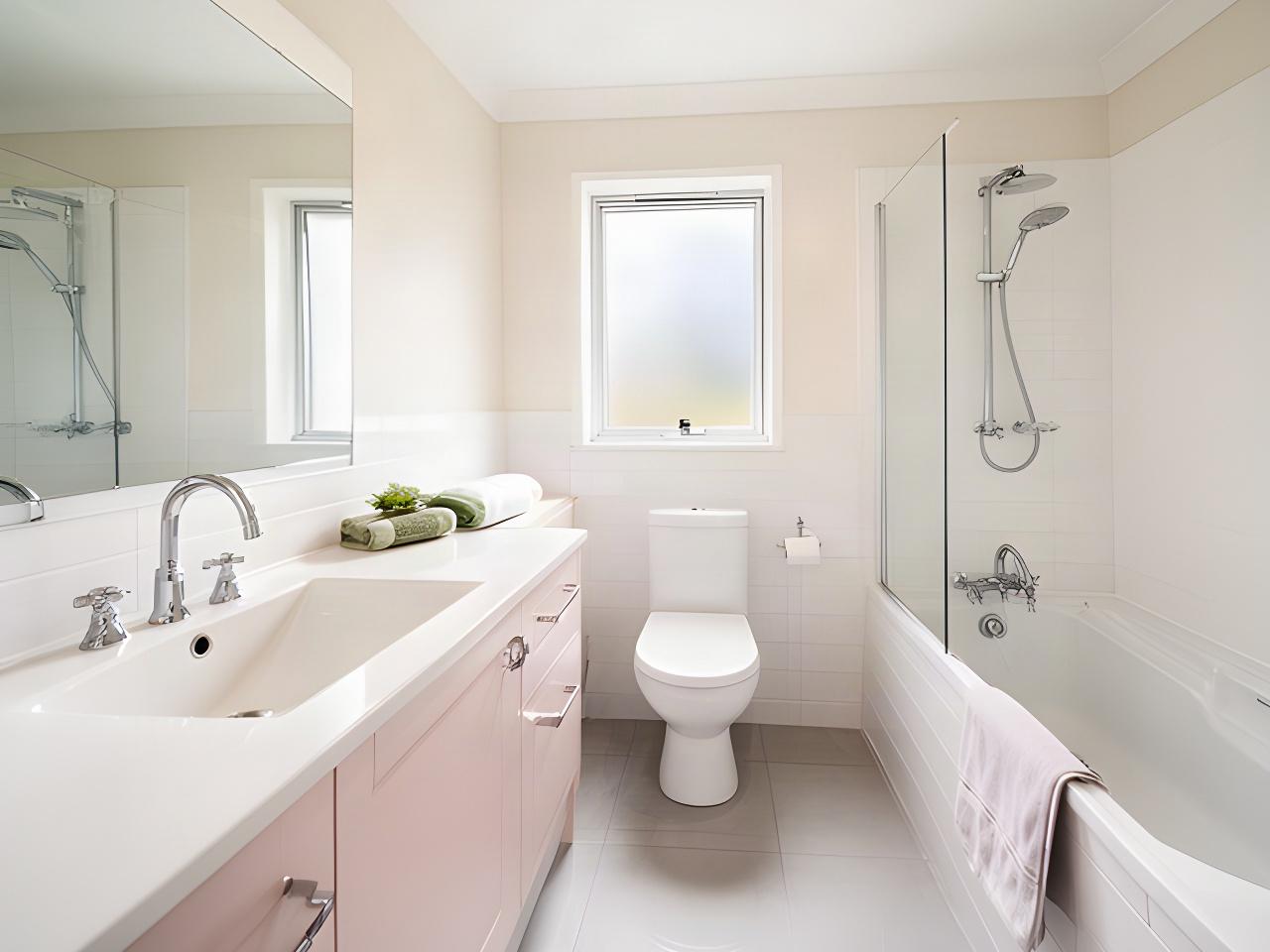 Freshly sanitized bathroom in a Clarksville home with polished fixtures and clean tile